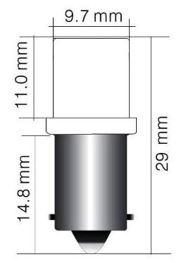 dimensions ampoule led ba9s rouge 24V