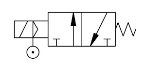 Symbole de l'électrovanne pneumatique à 3 voies