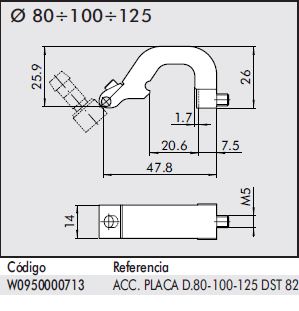 support détecteur magnétique dimensions 80-100-125